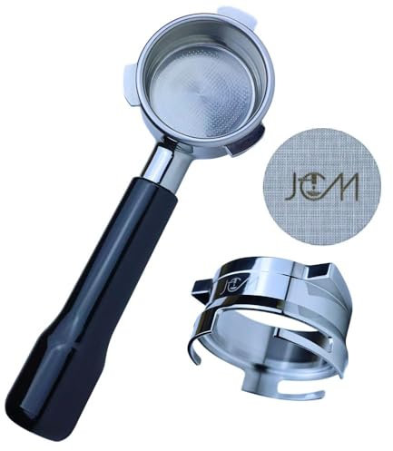 54mm Bottomless Portafilter 3 Ears ABS Handle – Fits Breville Barista Express, Bambino, Impress, Duo Temp Pro and Infuser – Includes 18g Filter Basket Hands-Free Dosing Funnel & 1.7mm Puck Screen