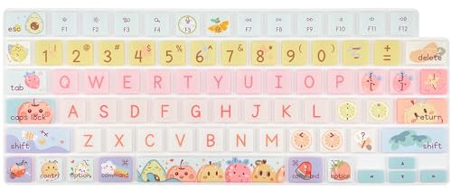 WSLUCKO Housse de clavier pour MacBook Pro 14/16 2021-2024 (A2442 A2485 A3112 A3401 A3403 A2992 A2779 A2780 A2991 A2918 M1/M2/M3 M4) et MacBook Air 13. 15 (A2681 A3113 A2941 A3114), fruits mignons