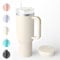 Bailkind 1182mL 40oz Mug Isotherme Antifuites en Acier Inox, Double isolée sous Vide Tasse Isotherme sans BPA, avec 2 Paille 2 Couvercles de Tasse Brosses de Nettoyage-Blanc
