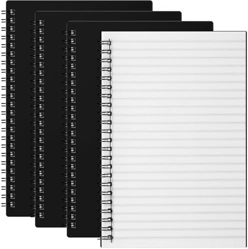 Weekgrat 4 x wasserfestes Notizbuch aus Steinpapier, Spiralbindung, A5, 14 x 21 cm, wetterfest, Steinpapier, Allwetter-Notizbuch, Tagebuch, Notizen, College, liniert für Ästhetik, Büro, Outdoor