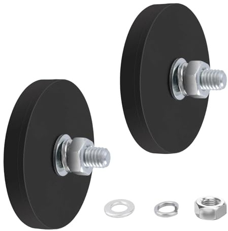 Gummiert Magnete Stark, 15Kg+ Haftkraft Neodym Magnete Gummiert Anti-Rutsch, Ø43mm Stark Magnete mit M6 Außengewinde Magnetischer Montagesockel, für Fahrzeuge, Lampen, Befestigen Von Werkzeugen 2Stück