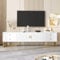 TV-Schränke, Unterschränke,TV-Schrank mit Strukturtüren, niedriges Paneel, Schrank mit Schubladen, Goldgriffe, Wohnzimmermöbel mit Goldfüßen (White, 175 * 30 * 46cm)