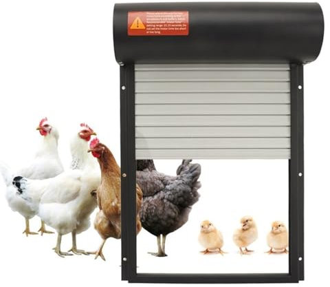 Topyond Automatische Hühnerstalltür, solarbetriebener Öffner mit Timer und LED-Anzeige, ferngesteuerte automatische Hühner-Ententür mit Timer-Modus für Geflügel