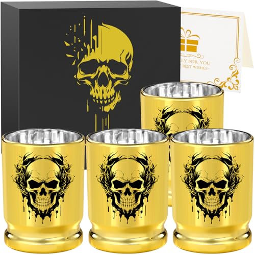 Verres à Shot en Plastique, Couleur Dorée, Boîte Cadeau, pour Hommes et Femmes, Fans de Gothique, Mariage, Fête, Anniversaire, Cadeaux, Calibre 50, Verre à Shot pour Bière, Cocktail, Whiskey, Tequila