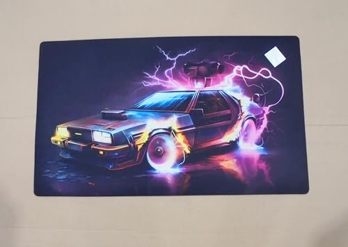 - Tapis de Sol intérieur décoratif 73,5 x 44 cms, Collection Voiture Automobile, Compatible avec Delorean du Film Retour vers Le Futur - OV3