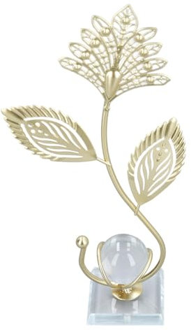 Crystal Ball, Decorative Balls for Bowls Home Decoration Metal Leaf Crystal Ball Ornament Iron Leaf Crystal Ball Decor Decorative for Dining Room Living Room Office Centerpiece