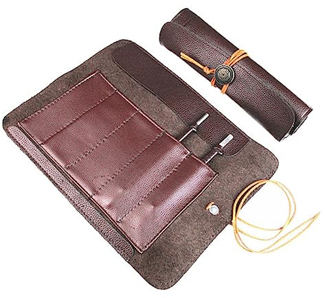 Amosfun 2 Stk Aufbewahrungstasche messer tasche knife bag Handwerkerzubehör werkzeug aufbewahrung Rolltasche Wallet-Tool tragbare Kochkoffer Veranstalter Taschen für Brown