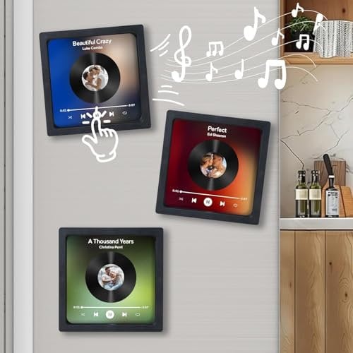 LLSUZY DIY Customized Music Fridge Sticker, Personalized Album Fridge Magnet Can Play Songs, Adjustable Volume&Recording Refrigerator Magnets Anniversary Christmas Valentine's Day Gifts for Women Men