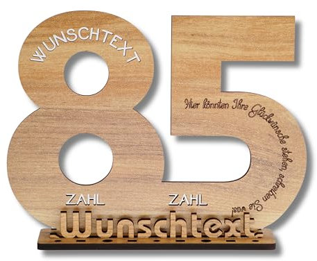 DARO Design - Gästebuch Holz-Schild Geschenk zum 85. Geburtstag Männer Frauen, individualisierbar, mit Wunschtext personalisierbar, Geldgeschenke mit Jahreszahl Deko Hochzeitsgeschenk