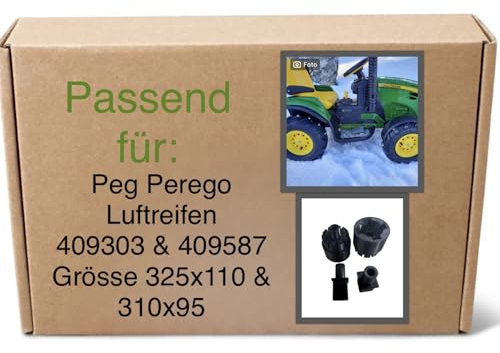 Verstärkte Adapter für Rolly Toys Luftreifen 409303 & 409587 (325x110 & 310x95) auf Peg Perego John Deere Ground Force und Ground Loader