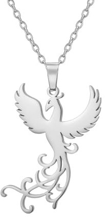 EUEAVAN Phoenix-Halskette für Damen, Rising Phoenix Halskette, Nirvana of Phoenix, mythologischer Phönix-Vogel-Anhänger, Aufstieg aus der Asche, Schmuck-Inspirationsgeschenke (A-Silber)