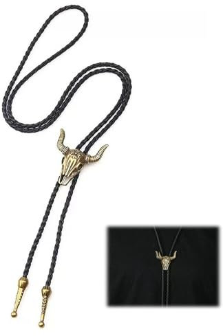 Bolo Krawatte Leder Tie, Cowboy Outfit Chain, Vintage Kuhschädel, Western Deko Halskette Lariat, Hemd Herren Kostüm Zubehör