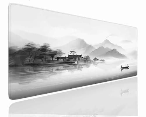Gaming Mauspad XXL, Mousepad XXL 1600x800x4mm, Mouse Pad Wassxerdicht Anti-Rutsch Mauspad Groß Vernähte Kanten Mauspads Verbessert Präzision und Geschwindigkei Schreibtischunterlage Ink J-526