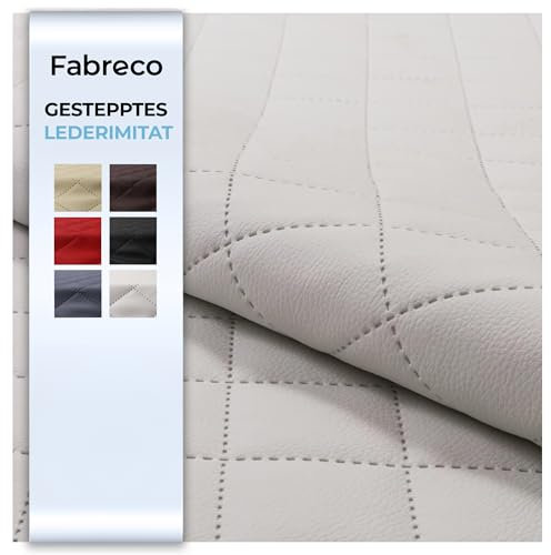 Fabreco - KUNSTLEDER Meterware RAINPIK (1 M x 140 cm) – Gestepptes Lederimitat in Lederoptik - Polsterstoff & Bezugsstoff Meterware für Möbelstoffe - Stoffe für Stühle Beziehen (Weiß)