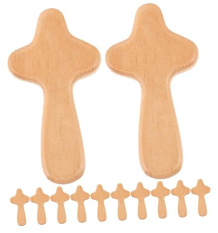 Zerodeko 12 Piezas Cruz De Madera Cartel Decoraciones Comunión Católico Crucifijo De Pie Soporte Pequeño Muchachos De Confirmación Aguamanil Guirnalda De Eucalipto Para Mesa