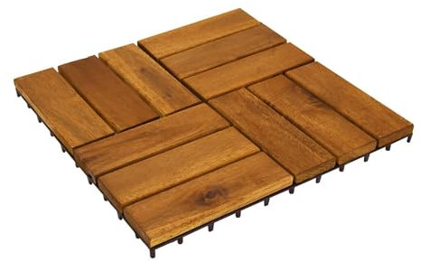 Well Home 9 Piastrelle 30x30x0,1cm in legno di acacia effetto teak