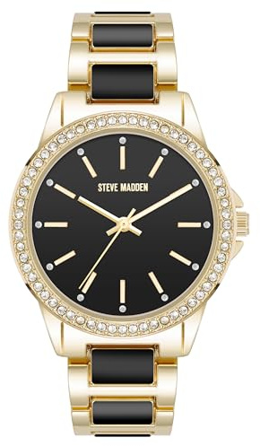 Steve Madden Frauen echtes kristallakentisches Armband Uhr