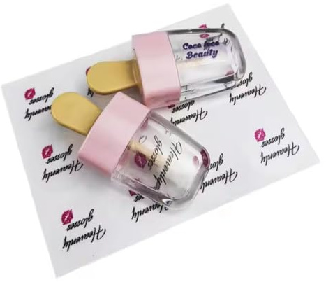 Individuelles Lipgloss-Etikett, personalisierte Lippenbalsam-Etiketten, transparenter Aufkleber, Lipgloss-Etiketten, Balsam-Kosmetik-Aufkleber (100 Stück, 4,8 x 1,7 cm)