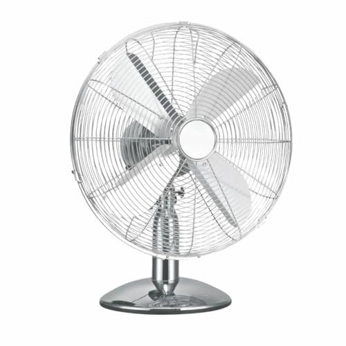 SereneHub Silver Chrome 12 Desk Fan - Adjustable Tilt Head & 3-Speed Cooling