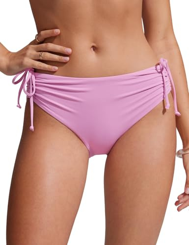 CRZ YOGA Vita Media Pieghe Bottom Bikini | Sgambatura Media, Copertura Posteriore Media, Allacciatura Laterale, Nuoto, Slip Costume per Donna