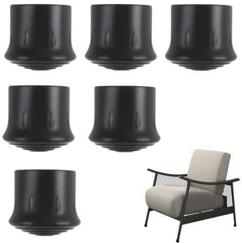 25mm Rubber Feet Ferrule Caps Stoppers, 6-Pack Rubber Feets for Garden Furniture Chair Leg Floor Protectors for Step Ladders, Chairs, Crutches, Non-Slip Protective Chair Leg Cap for Tubular Leg(Black)