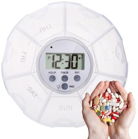 Automatic Medication Dispenser Pill Organizer with Alarm and LED Light - 7 Compartments for The Elderly, Alzheimers & Dementia Patients Elderly Care Hospital Travel Studio Nursing Home