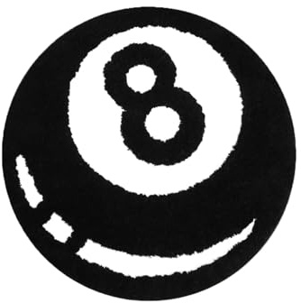YQYCE 8 Ball Teppich, Rund 60 cm, Schwarzer Billardteppich, Weich und rutschfest, Ideal für Jugendzimmer und Spielzimmer, Modernes Design für Streetwear Deko