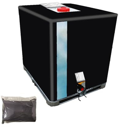 IBC Tank Abdeckung 1000L mit Sichtfenster Schwarz wasserdicht IBC Tank Plane Schutzhülle für Regenwassertank -Upgrade 420D Folie