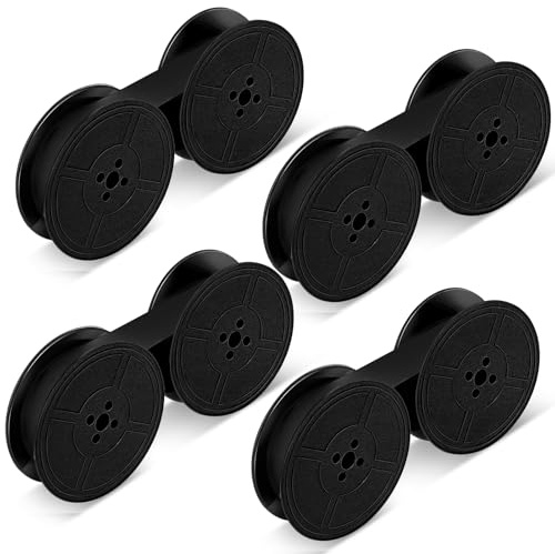 4 Rollen Schreibmaschinenband Nylon Farbband Kompatibel mit DIN 2103 32755 für Mechanische und Alte Schreibmaschinen 1.27 cm Breite auf Doppelspulen (Schwarz)