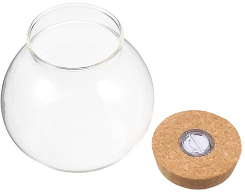 PAMINGONO Vaso in Vetro Tondo Idroponico con Tappo in Sughero per Piante e Fiori, Design Elegante e Unico per Spazi, Stazione di Propagazione da Tavolo