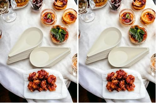 vidoelettronica 50 PZ Ciotoline aperitivo usa e getta BIO monoporzioni finger food vassoio aperitivo in polpa di cellulosa ciotola snack (Confezione da 2)