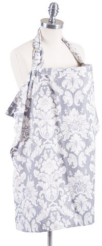 Bebe au Lait Premium Cotton Nursing Cover with Adjustable Strap, Boned Nursing Apron Cover Up, Breathable & Lightweight, Stylish & Discreet for Breastfeeding - Chateau Silver