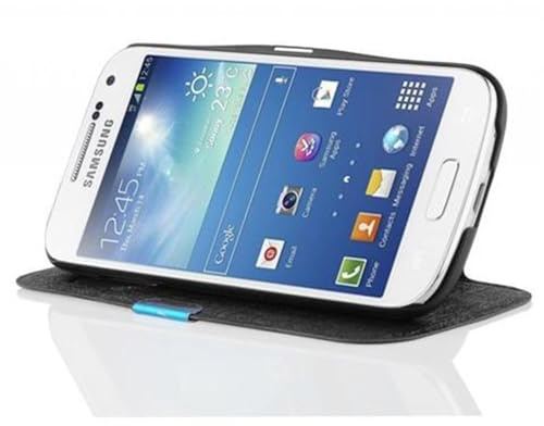 Cadorabo Hülle kompatibel mit Samsung Galaxy S4 MINI Handyhülle aus Premium Kunst Leder Flip Klappbare Stoßfeste Magnetische [Standfunktion] [Sichtfenster] Case Hülle für Galaxy S4 MINI in Schwarz