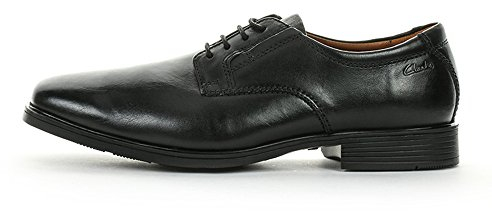 Clarks Tilden Plain, Scarpe con Lacci Uomo, Black Leather 508, 43 EU