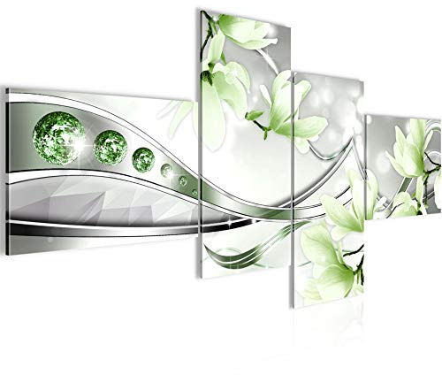 Runa Art Bild XXL 4 Teilig Blumen Magnolie 200 x 100 cm Kunstdruck auf Vlies Leinwand Wanddeko Wohnzimmer Schlafzimmer 207241b