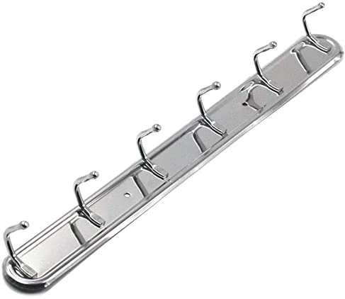 Amasawa 6 Haken Rostfrei Hängeleiste, Badezimmer Hakenleiste, Küchenreling Edelstahl Hakenleiste, Garderobenhaken Hakenleiste, für Küche, Badezimmer, Schlafzimmer, Büro, Garage, mit Schrauben