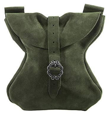 Andracor - Steampunk Gürteltasche aus echtem Leder - 21 x 22 cm - LARP & Mittelalter Zubehör - grün