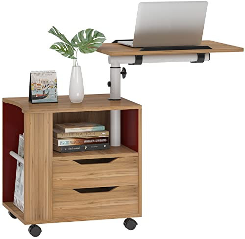 sogesfurniture Nachttisch Höhenverstellbar Beweglicher Schlafzimmer-Beistelltisch Überbett Nachttisch Stapelbar Beistelltisch Schlafzimmermöbel Eiche