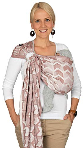 Hoppediz Ring-Sling, Baby-Tragetuch ab Geburt, 100 % kbA-Baumwolle, Design Amsterdam rose