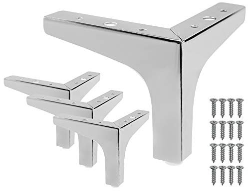 Seimneire Möbelbeine, 12,7 cm, moderner Stil, Möbel, Sofabeine, Metall, poliertes Chrom, dreieckige Füße für Tisch, Schrank, Sofa, Couch, Stuhl, 4 Stück