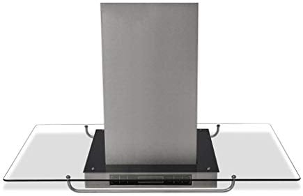 Cappa aspirante per cucina isola con touch screen LCD, cappa aspirante decorativa in acciaio inox e vetro, design europeo, aspirazione 750 m³/h, rumore 65 dB, 90 x 54 x 59-106 cm