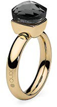 Qudo Firenze Edelstahl gold farbenem Ring mit smoke Stein (grau)
