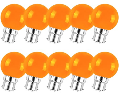 Jiotouhu Bajonettfassungen B22 LED-Girlandenlampen 2W (entspricht 20W), Energiesparlampen Golfball, BC Party Small/Mini-Lampen, orange, 10er-Pack