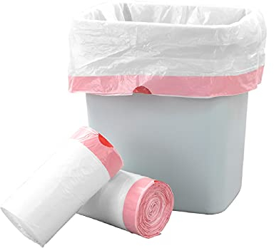Easymanie 20 L Sacs Poubelle avec Cordon de Serrage, Blanc Sac Poubelle Blanc, 120 Sacs