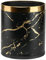 QLHIBLY Metal Waste Bin with PU Leather Covered,10 Liters Double Layer Trash Bin for Bedroom Bathroom Living room Kitchen Office (Black Gold Marble)
