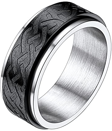 Richsteel schwarz Spinnerring Herren Männer Zappel Bandring 10mm Keltischer Knot Fingerring Punk Biker Bandring für Weihnachten Valentinstag Geburtstag