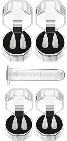 Jingyukj Halloween Dämon Zähne,4 Paar Vampirzähne und 1 Beißring,für Ostern Halloween Cosplay Maskerade Vampir zähne Kostümpartys-Scherzartikel Party-Requisiten-Prank Artikel Falsche Zähne Prop