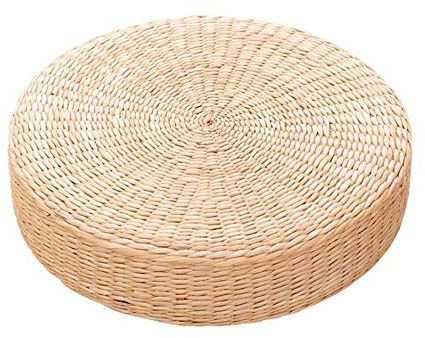JYCAR Natürlicher Stroh-Pouf Tatami Kissen, handgewebtes Bodenkissen Meditation weiche Yogamatte gestrickte Bodenmatte Kissen für Esszimmer, Wohnzimmer, Balkon, Gartenparty (39,9 x 6,1 cm)