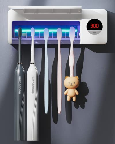 Toothbrush Holder for Bathroom Wall Mounted, Rechargeable - White