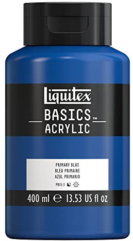Liquitex 8870341 Basics - Pittura acrilica, Pigmenti per artisti monopigmentati, Resistente alla luce, durevole nel tempo, Finitura satinata, Flacone da 400 ml - Blu Primario